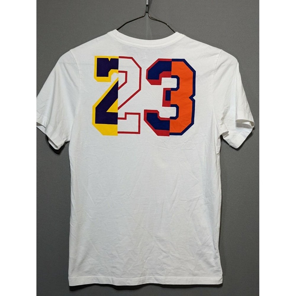 Air Jordan Nike Graphic 23 T Shirt Mens Small White  Sleeve Multicolor Fast Ship